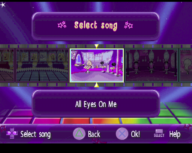 Bratz (PlayStation) screenshot: Initially only one song is available to start with, others are unlocked by playing