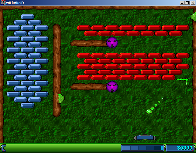 Wilkanoid (Windows) screenshot: Acid slime for the ball from a wall power