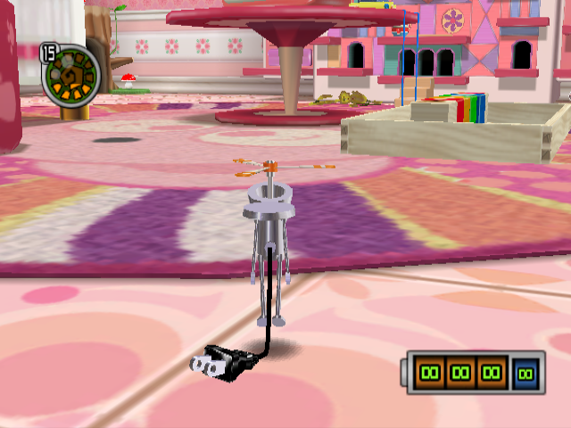 Chibi-Robo! Plug into Adventure! (GameCube) screenshot: Jenny's room - a place for questing, item-collecting, and more!