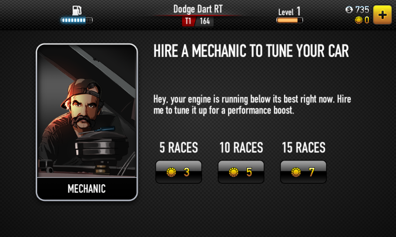 CSR Racing (Android) screenshot: Hiring a mechanic