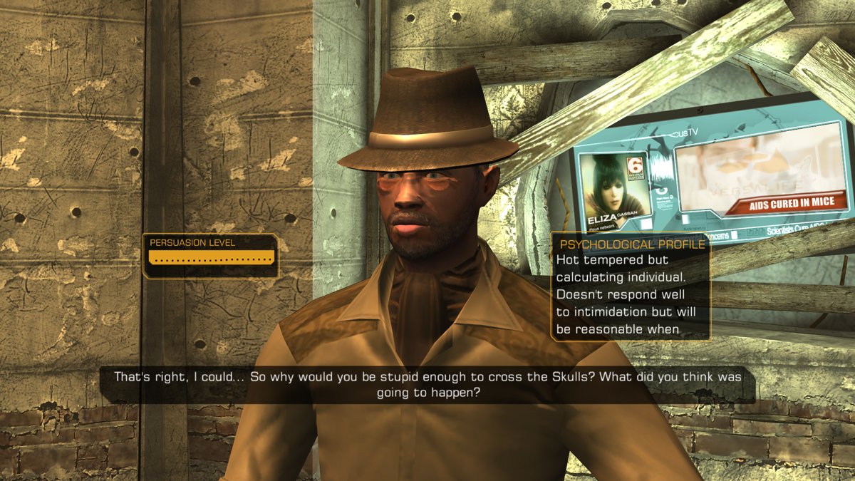 Deus Ex: The Fall (Windows) screenshot: Psychological profiling perk