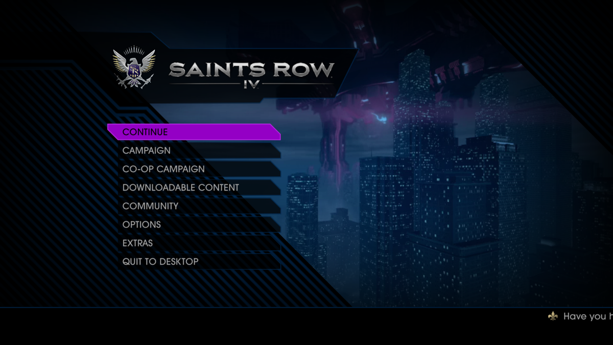 Saints Row IV (Windows) screenshot: Main menu