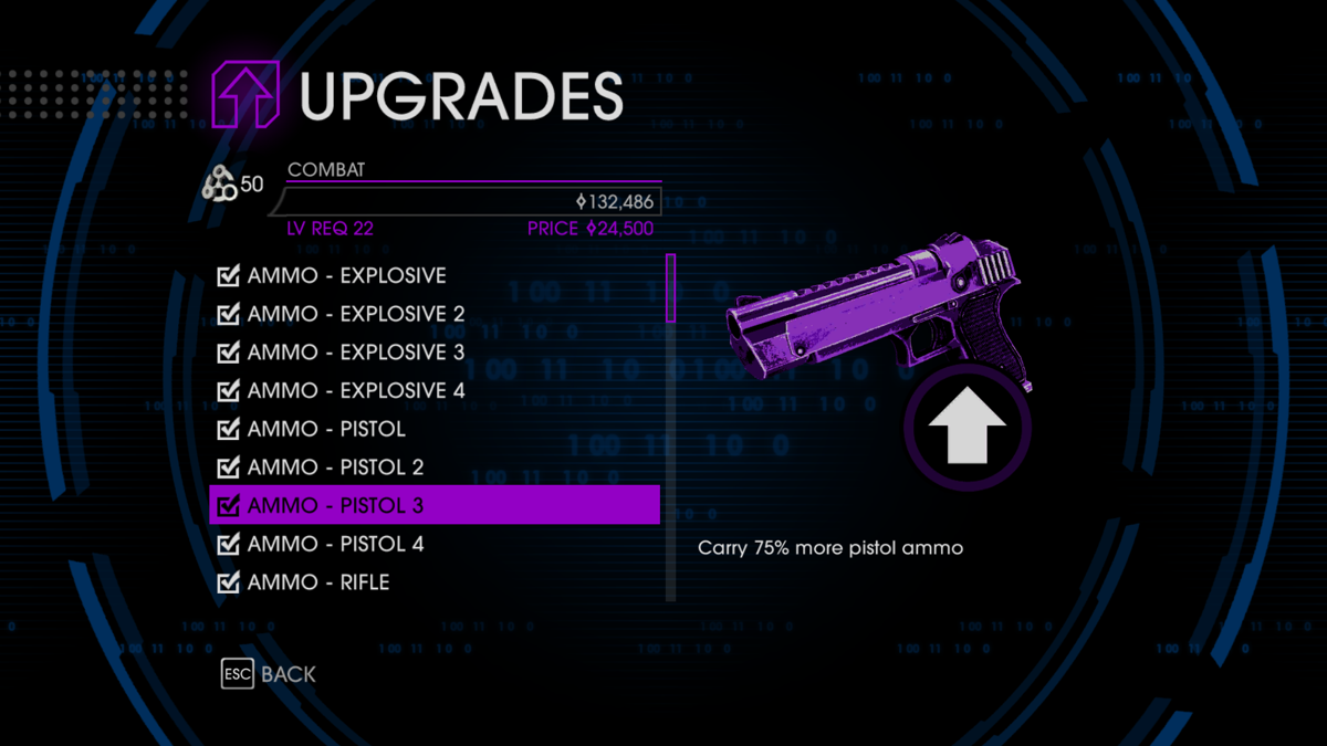Saints Row IV (Windows) screenshot: Personal upgrades bought with experience points (respect in the older games)