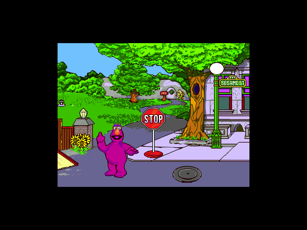 Sesame Street: Letters (Windows) screenshot: The game plays in a 640x480 screen, if the player's display is set to a higher resolution they get to see a big black border