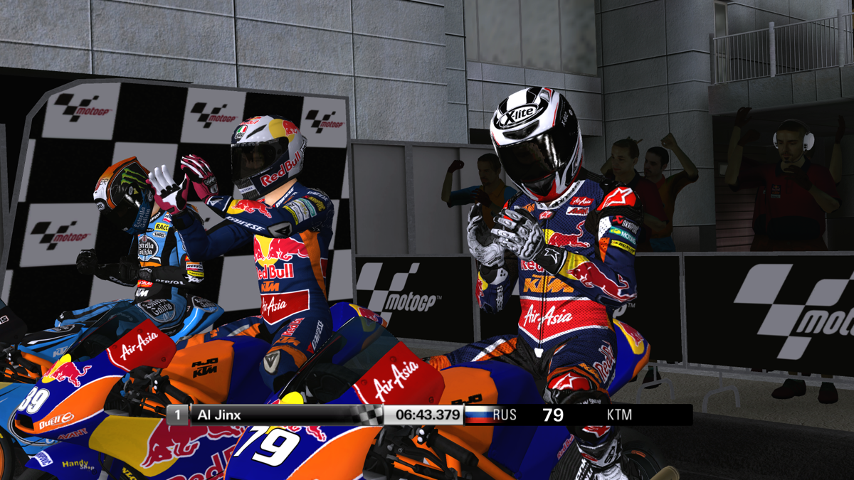 MotoGP 13 (Windows) screenshot: Celebrating podium finish