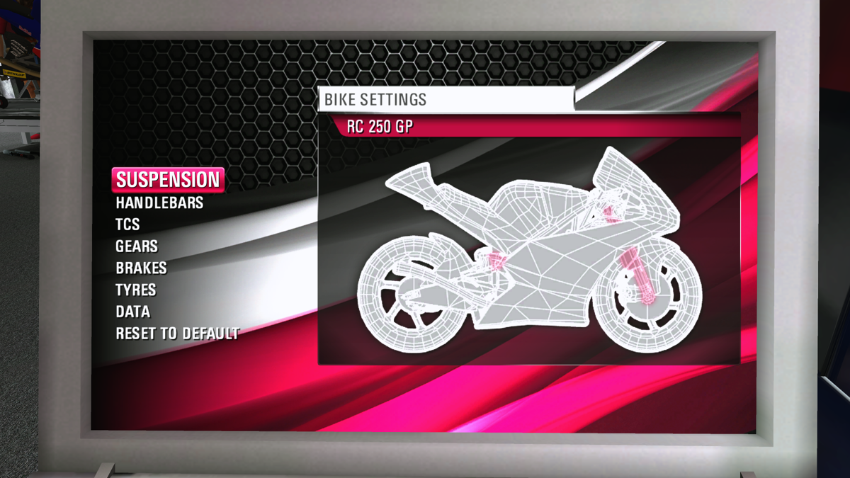 MotoGP 13 (Windows) screenshot: You can tune the bike manually if you're into technical stuff