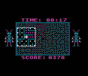 Dung Beetles (Atari 8-bit) screenshot: Chomping Dots