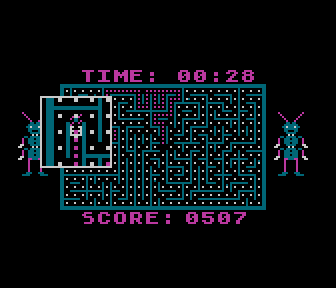 Dung Beetles (Atari 8-bit) screenshot: A Spider Got Me!