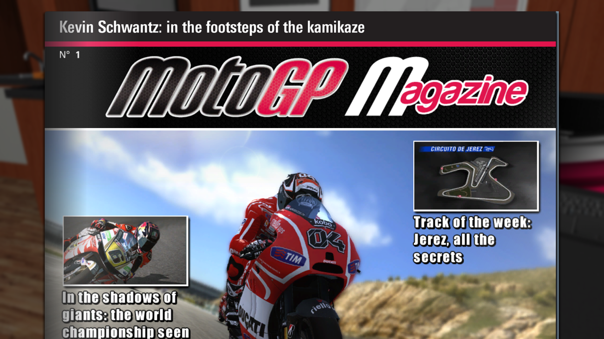 MotoGP 13 (Windows) screenshot: MotoGP Magazine cover is updated after each race
