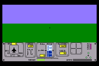 Fighter Pilot (Atari 8-bit) screenshot: Approaching the runway
