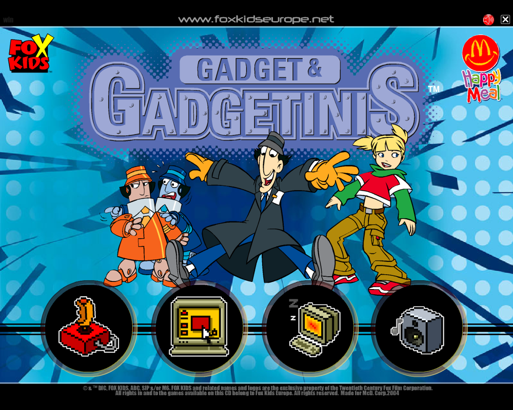 Gadget & the Gadgetinis (Windows) screenshot: Launcher menu for game and additional items.