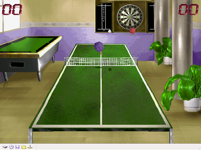 Games Room (Windows) screenshot: A game of Ping Pong is in progress. Whenever anyone scores here it is still called a 'Goal' by the game.