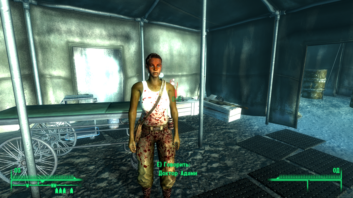 Fallout 3: Operation: Anchorage (Windows) screenshot: It's supposed to be freezing and snowing, but some characters are dressed like this. It just ruins the atmosphere