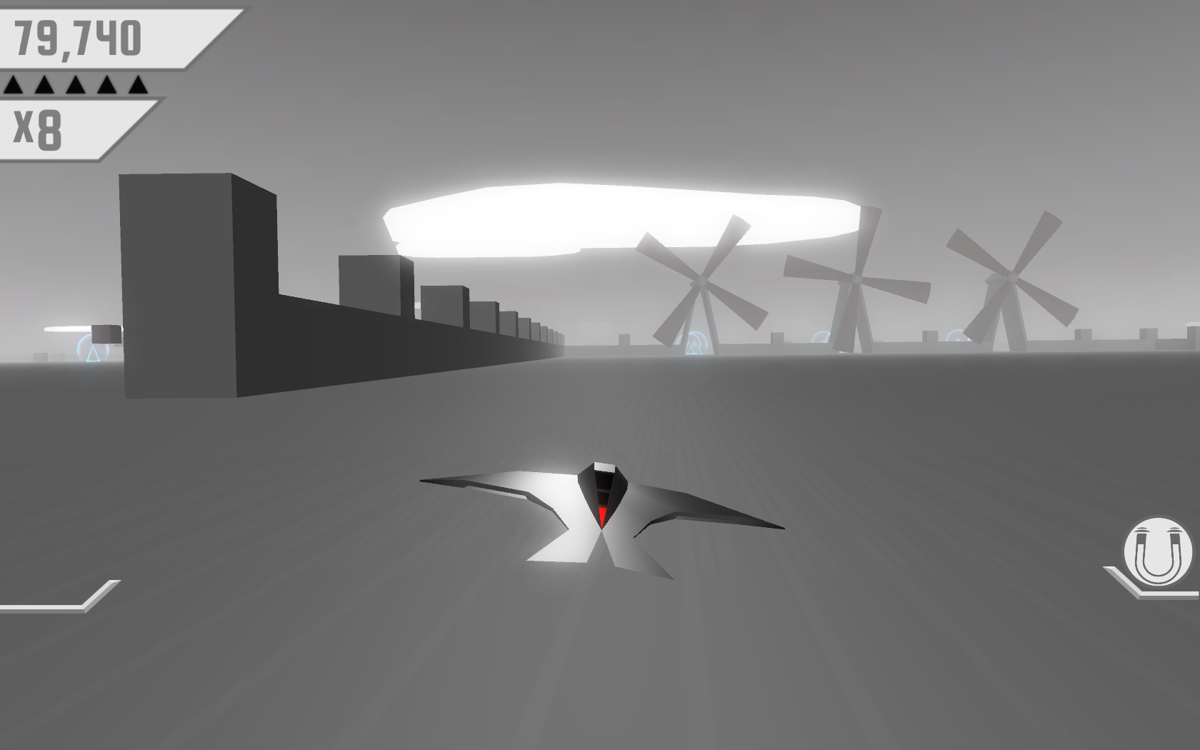 Race the Sun (Windows) screenshot: Time carefully to pass the windmills.