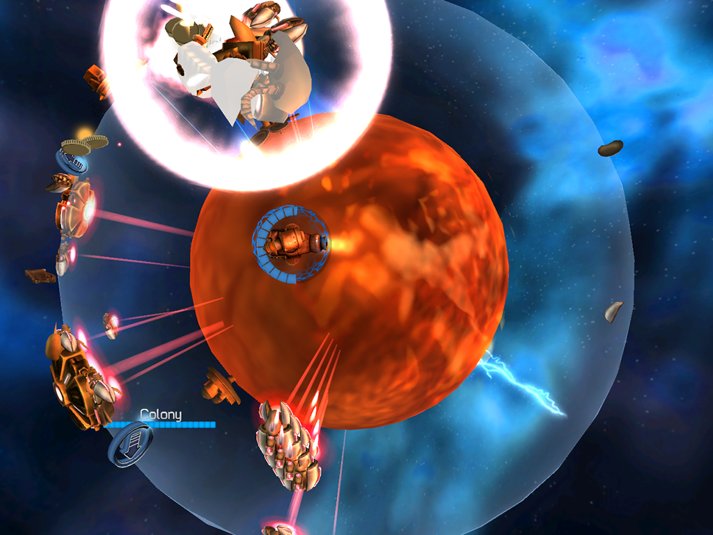 Planetary Guard: Defender (iPad) screenshot: Battle over a Gas Planet