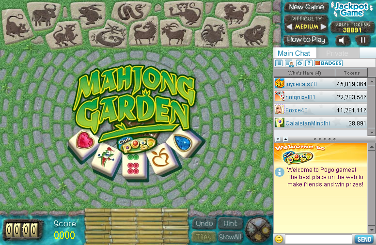 Mahjong Garden (Browser) screenshot: Title screen.