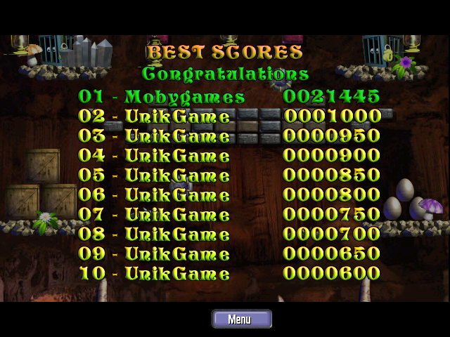 Brickquest (Windows) screenshot: I have the high score.