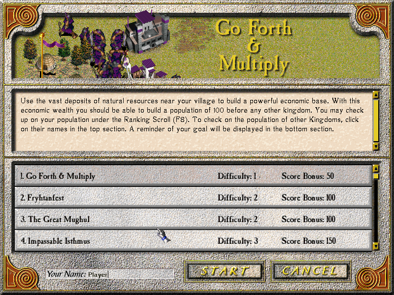 Seven Kingdoms: Ancient Adversaries (Windows) screenshot: <i>Ancient Adversaries</i> added fifteen new single-player scenarios.