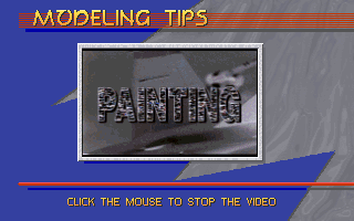 Backroad Racers (DOS) screenshot: There are videos for various modeling tips, such as how to paint models.