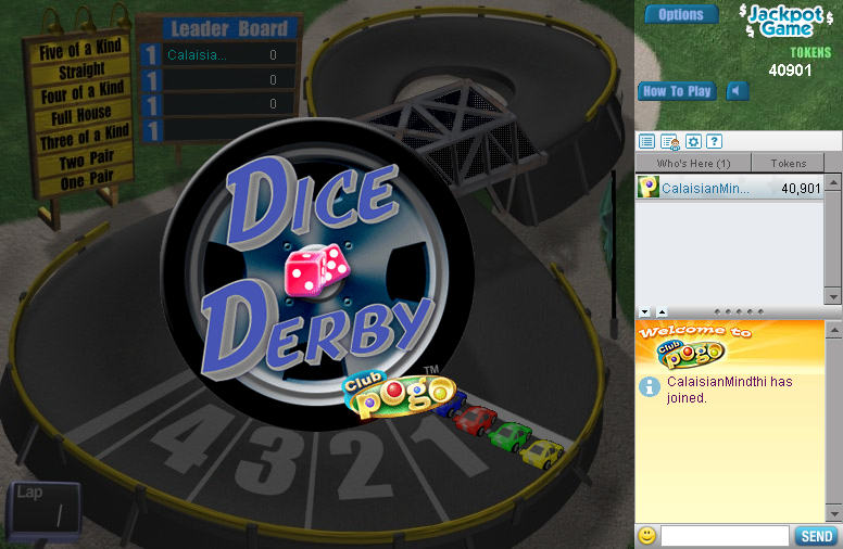 Dice Derby (Browser) screenshot: Title screen.