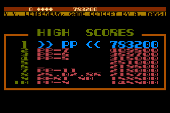 Flak: The Ultimate Flight Experience (Atari 8-bit) screenshot: High Scores