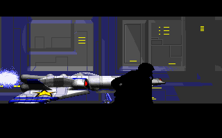 Wing Commander II: Vengeance of the Kilrathi - Special Operations 1 (DOS) screenshot: The new "Crossbow" fighter starts the afterburner