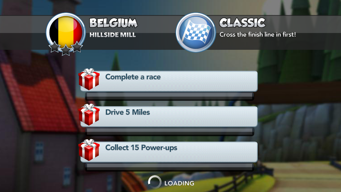 F1 Race Stars (iPhone) screenshot: You'll win a price if you get complete goals like this.