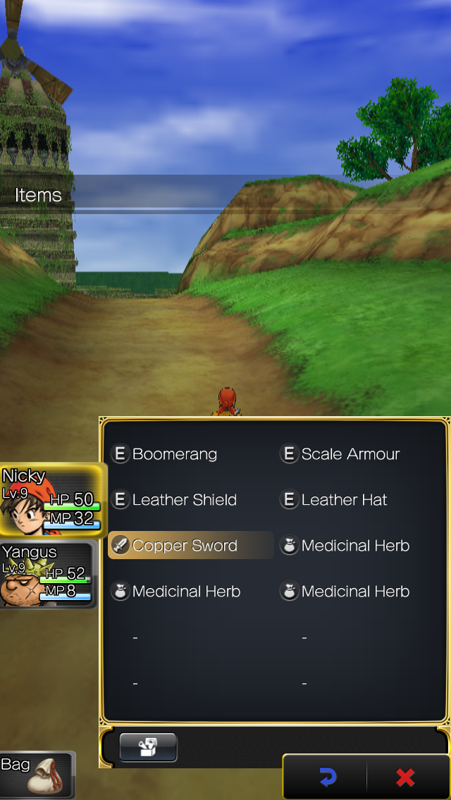Dragon Quest VIII: Journey of the Cursed King (iPhone) screenshot: Item screen.
