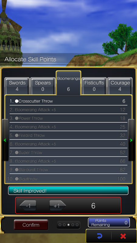 Dragon Quest VIII: Journey of the Cursed King (iPhone) screenshot: Skill points allocation.