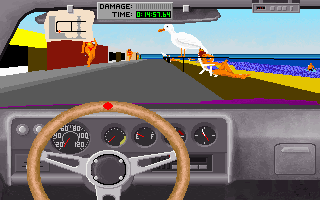 Backroad Racers (DOS) screenshot: The seaside racing map.