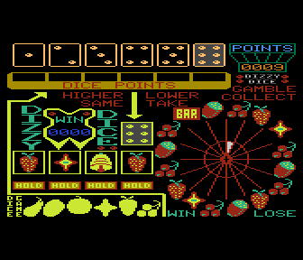 Dizzy Dice (Atari 8-bit) screenshot: Playing the Slots