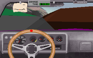 Backroad Racers (DOS) screenshot: Trying the mountain race.