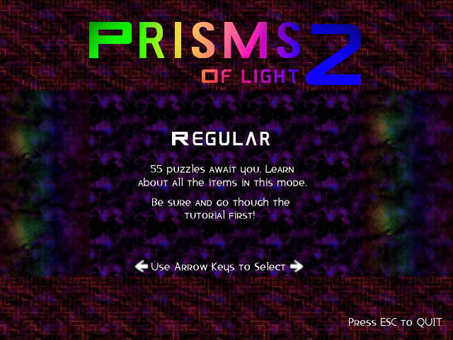 Prisms of Light 2 (Windows) screenshot: Main menu