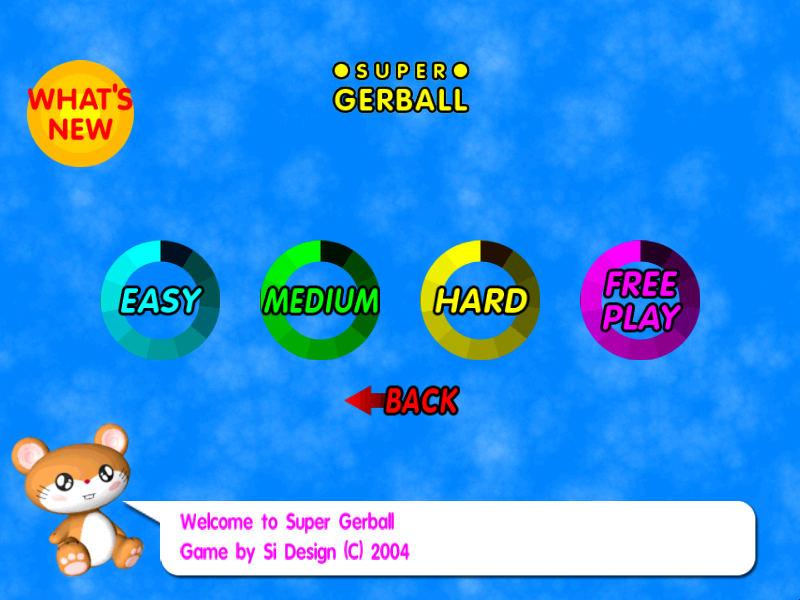 Super Gerball (Windows) screenshot: Select a difficulty.