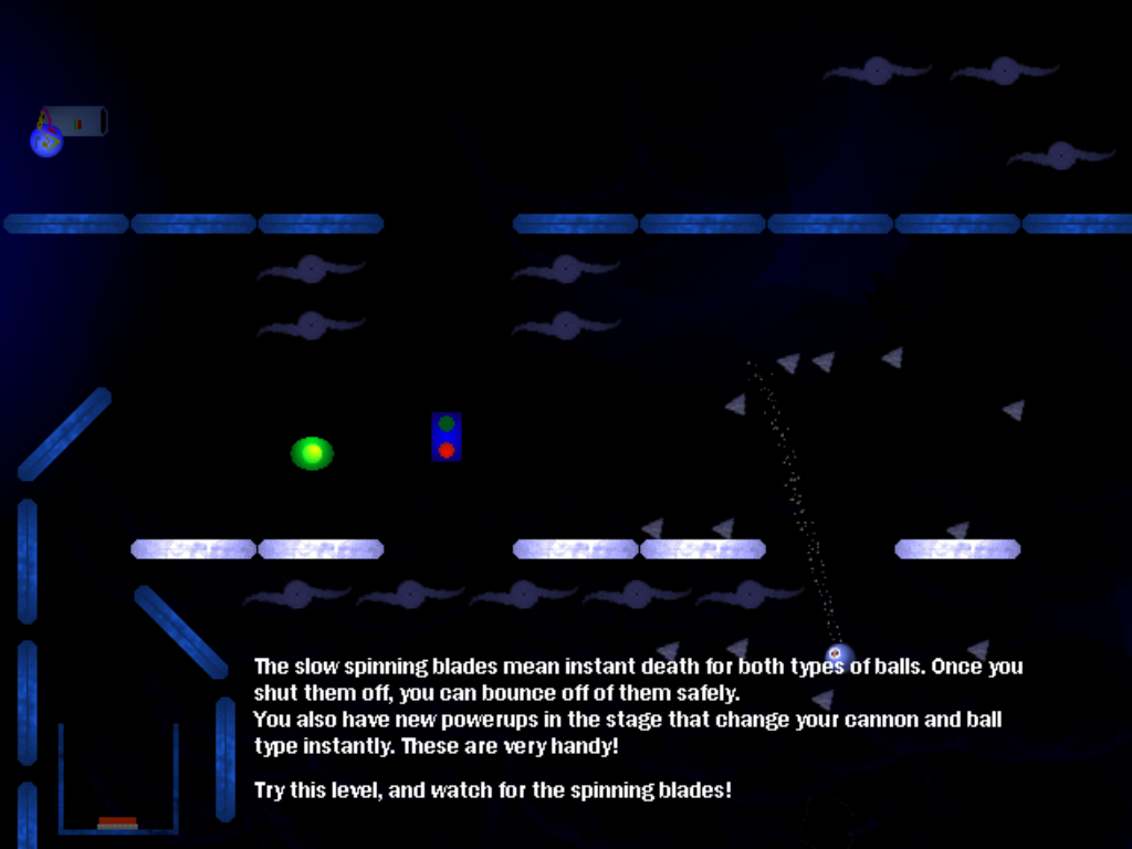 Liquisity (Windows) screenshot: These power-ups change the type of our ball, allowing us to tackle different problems.