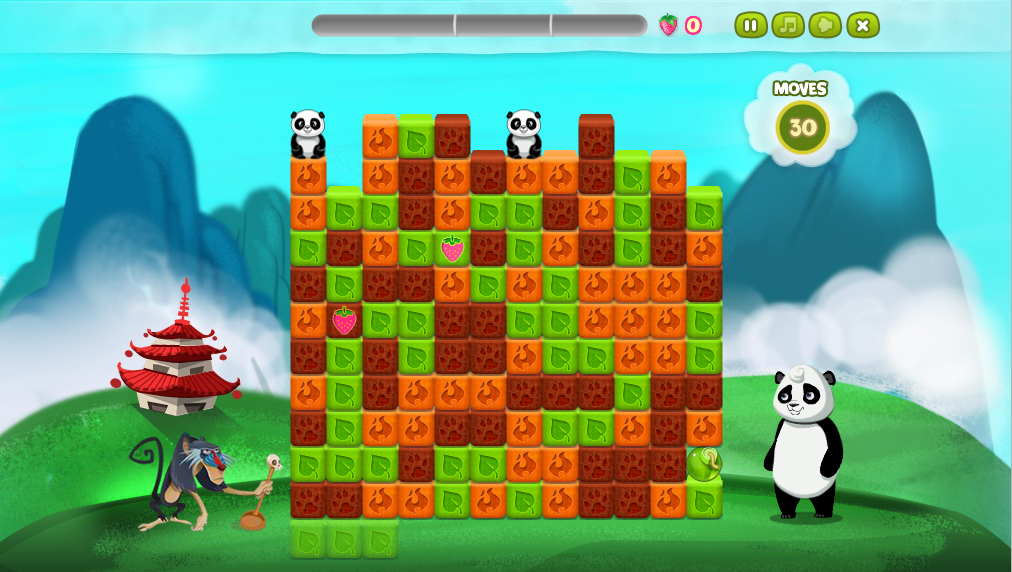 Panda Jam (Browser) screenshot: In this level, you must save two baby pandas.