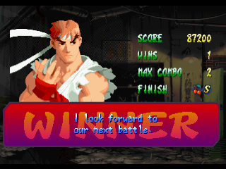 Street Fighter Alpha 2 (PlayStation) screenshot: Ryu wins.