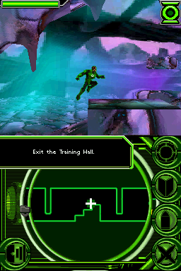 Green Lantern: Rise of the Manhunters (Nintendo DS) screenshot: Flying