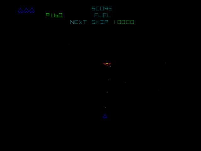 Gravitar (Arcade) screenshot: Space fight