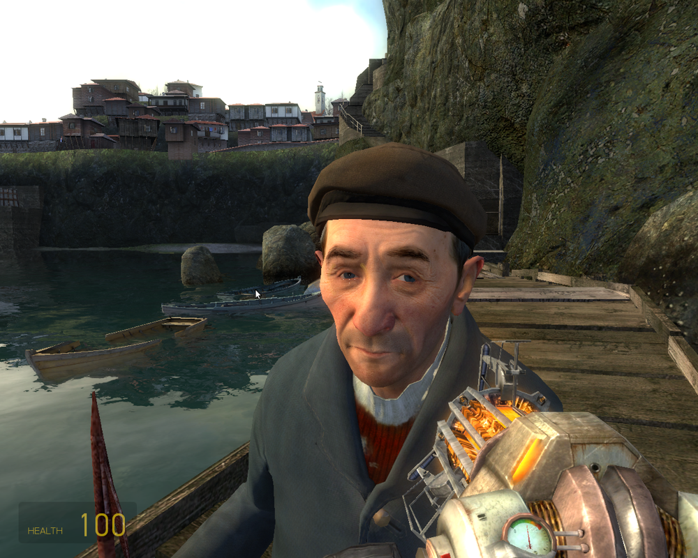 Half-Life 2: Lost Coast (Linux) screenshot: "You're that scientist chap. Freedman. Fishman. Am I right?"