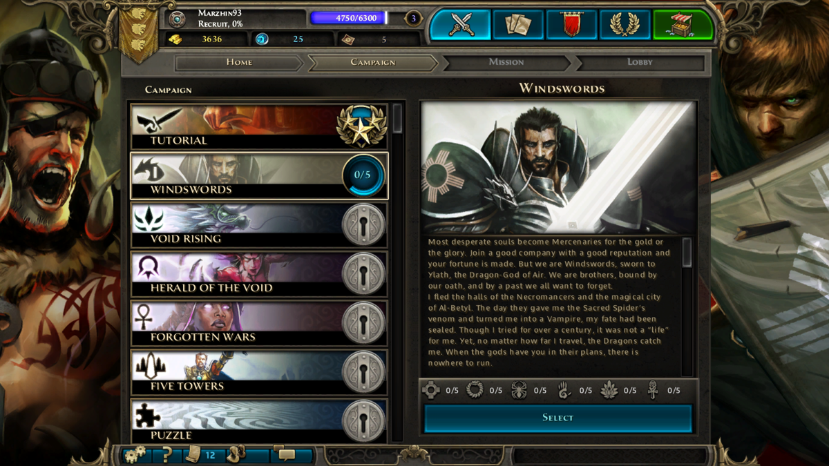 Might & Magic: Duel of Champions (Windows) screenshot: Heart of Nightmares - New Campaign menu