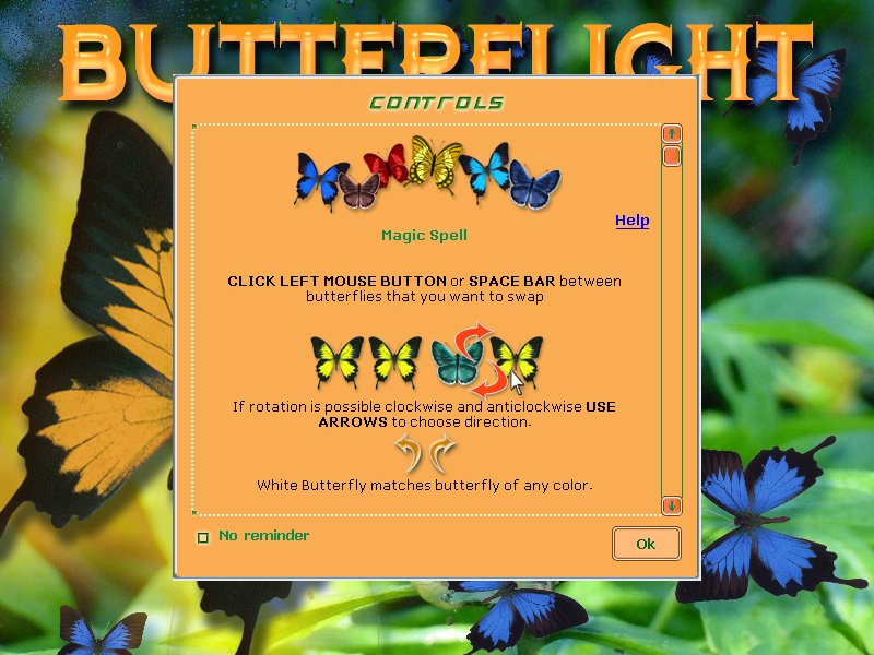 ButterFlight (Linux) screenshot: Then the control instructions pop in.