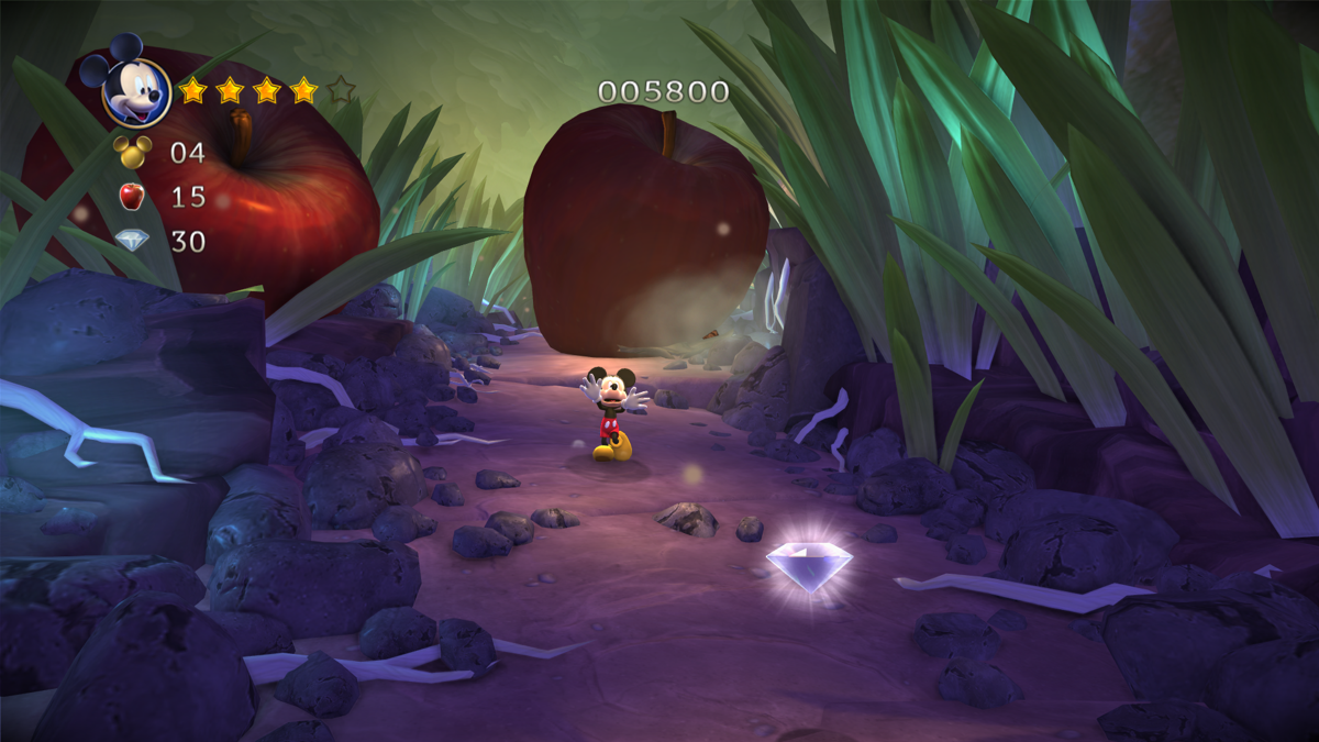 Castle of Illusion Starring Mickey Mouse (Windows) screenshot: Running away from a huge apple