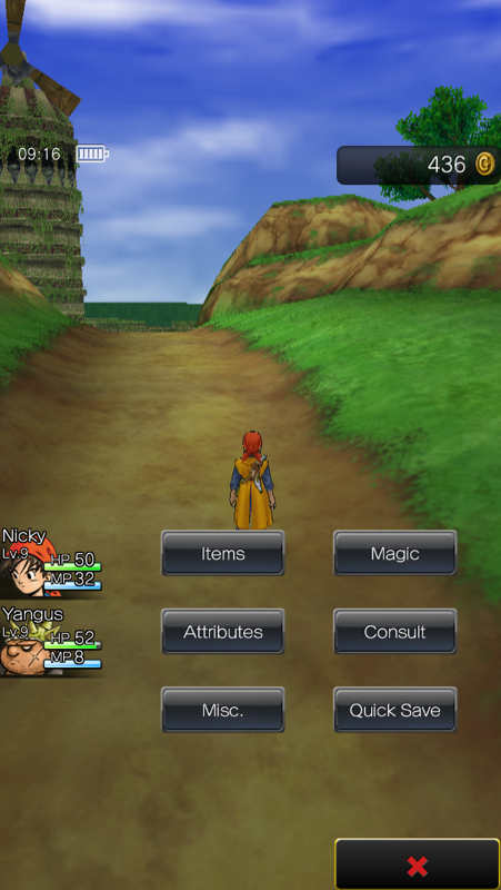 Dragon Quest VIII: Journey of the Cursed King (iPhone) screenshot: Menu screen.