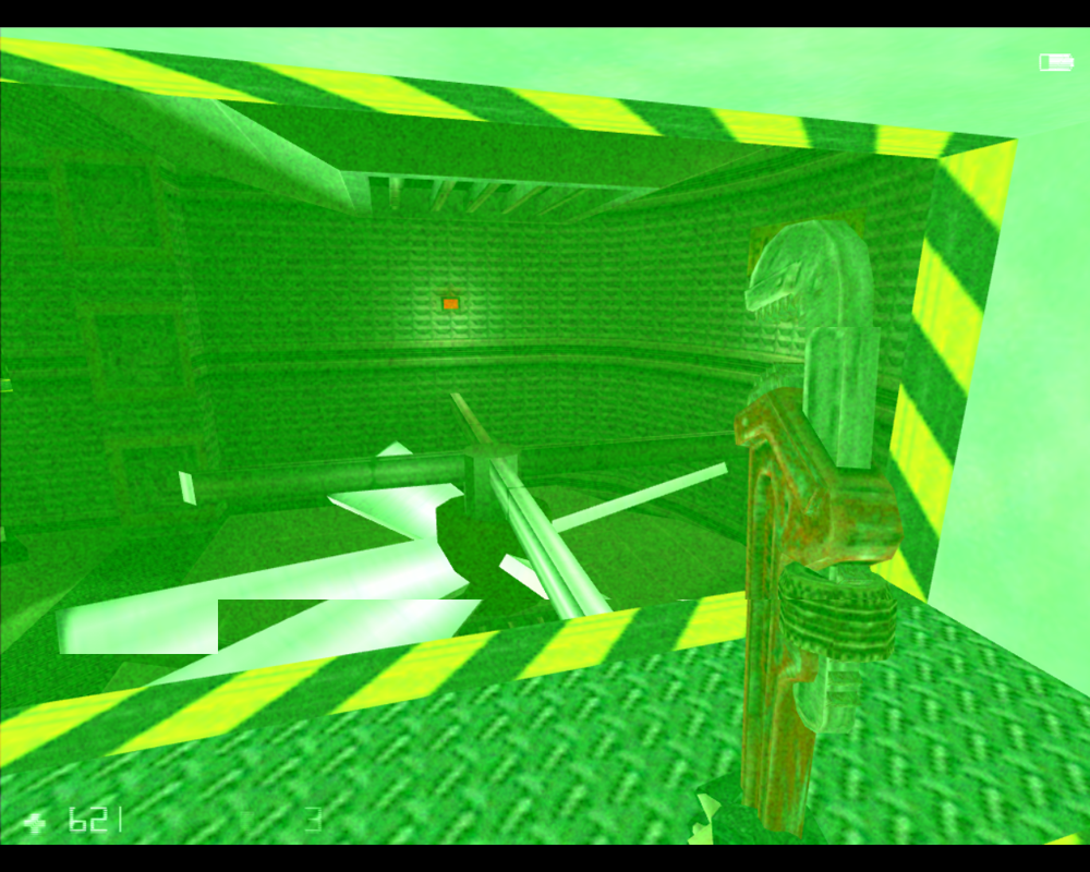 Half-Life: Opposing Force (Linux) screenshot: I have the wrench and I'm using night vision.