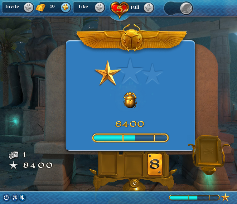 Pyramid Solitaire Saga (Browser) screenshot: I cleared the board and the points are being added up.