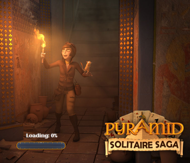 Pyramid Solitaire Saga (Browser) screenshot: Loading and title screen