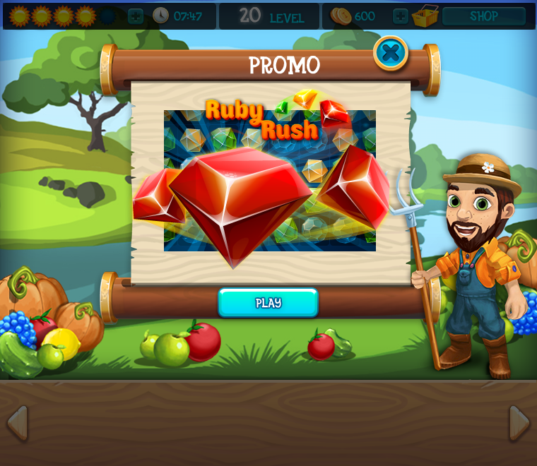 Funny Farm (Browser) screenshot: They like to advertise their other games