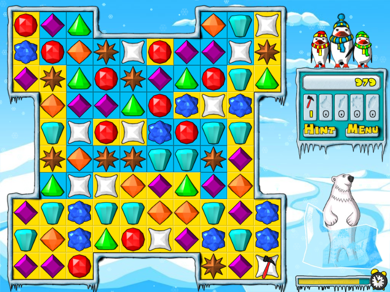 Ice Puzzle Deluxe (Windows) screenshot: The hammer helps to destroy one yellow tile that you want
