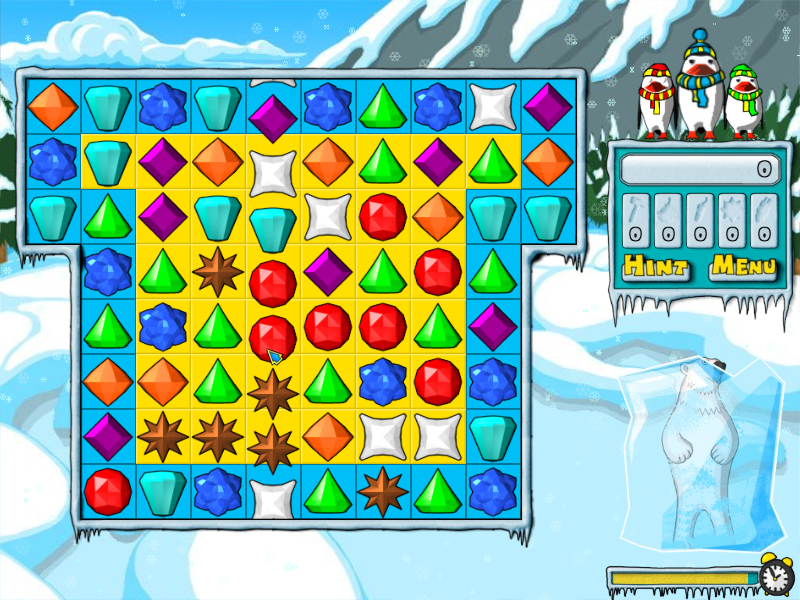 Ice Puzzle Deluxe (Windows) screenshot: Move a column in order to create a group of same crystals